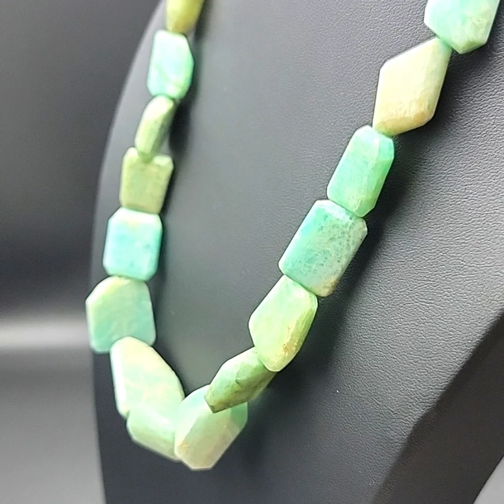 Chunky Amazonite Facet Cut 830 Cts Beaded Free Form Natural Gemstone Necklace